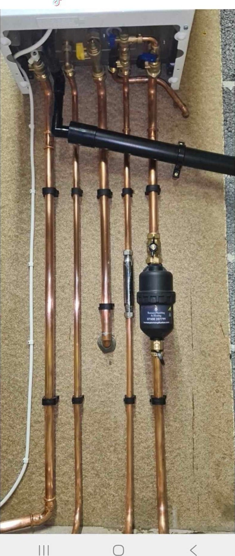Neat copper pipework with MagnaClean filter